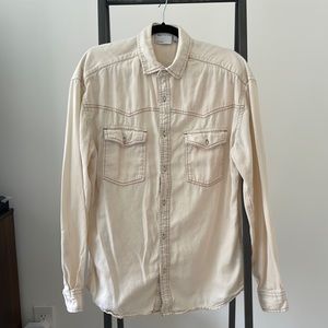 ASOS beige western style long sleeve denim shirt